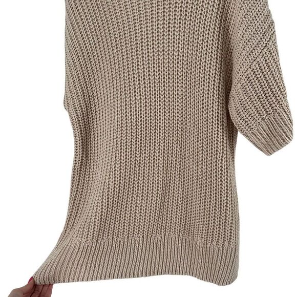 Chunky Oversized Tunic Sweater Short Sleeve H&M Beige Neutral Size M Oversized - Picture 5 of 8